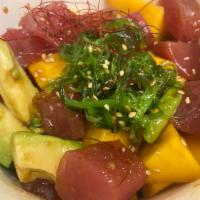 Tuna Poke  (4:00pm to 9:00 pm) · Tuna, seaweed salad, , mango, avocado, cucumber and homemade sauce.