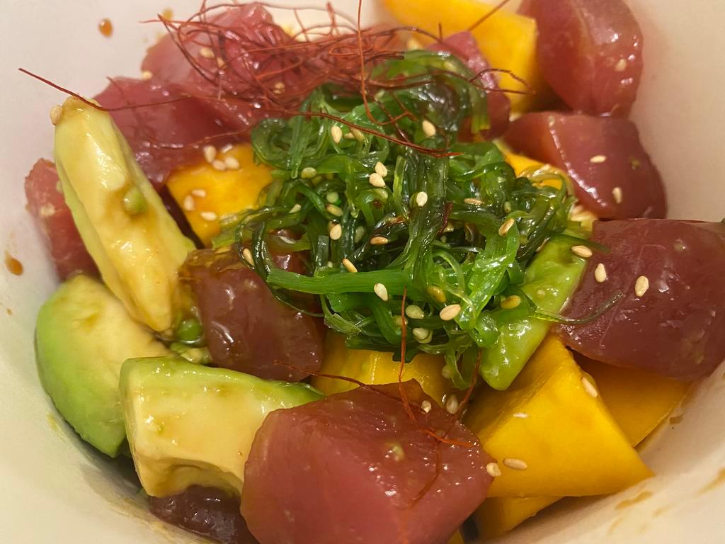 Tuna Poke  (4:00pm to 9:00 pm) · Tuna, seaweed salad, , mango, avocado, cucumber and homemade sauce.