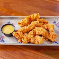 Chicken Fingers Appetizer · Homemade battered tenders served with choice of: BBQ, ranch, honey mustard or Buffalo.