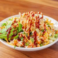 BBQ Chop Salad  · Mixed greens, pico de gallo, tomatoes, avocado, cheddar-Jack cheese, windy city BBQ sauce an...