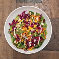 H House Salad · Lettuce, tomato, cucumber, red cabbage, onion, carrot, cilantro, corn, chickpeas, tahini and...