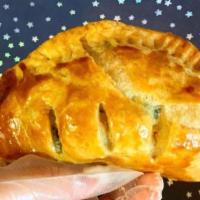 Chicken Turnover (savory) · A cousin of empanada, folded pie crust filled with our chef’s chicken recipe.