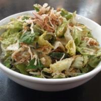 Burmese Salad Bowl (Pork) · Your choice of protein with romaine lettuce, cabbage, cucumber, crispy onion, jalapeno, toas...