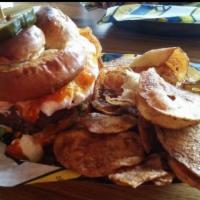 Baltimore Burger · Angus beef burger, crab dip, applewood bacon, cheddar and classic bun.