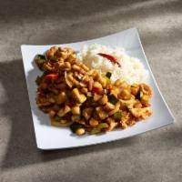Kung Pao Entree · Zucchini, bamboo Shoot, Water Chestnut, Bell Pepper, Onion, and Peanuts.