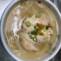 Chicken Noodle Soup · Clear noodle soup with chicken, sprouts and scallion.