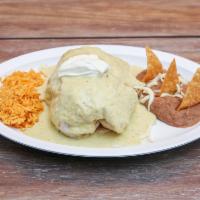 Burrito Suizo Dinner · Style with melted cheese and our delicious sauce. 