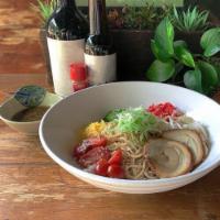 Hiyashi Chuka (Cold Ramen) · Cold Curly noodle. (Seasonal, summer time)

Comes with julienne cucumbers, zucchini, yellow ...
