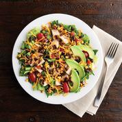 Mesa Chicken Salad · Grilled, 100% antibiotic-free chicken breast, mixed salad greens, cheddar, grape tomatoes, chopped avocado, roasted corn and black bean mix and jalapeno ranch dressing. Gluten-sensitive.