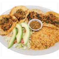 PB Chicken Street Tacos · 4 open face corn tortilla tacos, filled with PB Chicken, sautéed with mushrooms, spinach, an...