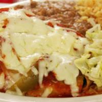 Chilli Relleno · A poblano pepper stuffed with ground beef, cheese, or chicken and chorizo, fried in egg batt...