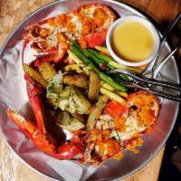Broiled Whole Lobster · 1.25lbs lobster, broiled and served with butter, rosemary potatoes 
