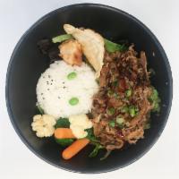 ~~BEEF Bowl~~ · Japanese White Rice Bowl with Soy sauce base-Marinated Beef, air baked cauliflower, steamed ...