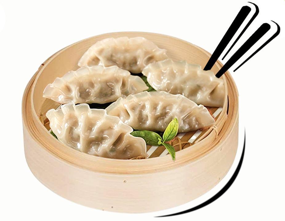 Steamed BEEF Dumpling · BBQ beef flavor steamed Dumpling ....it comes with 5 big pieces and home made  dumpling sauce
