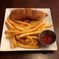Hot Dog · Just the good hot dog basics: bread and sausage with French fries.