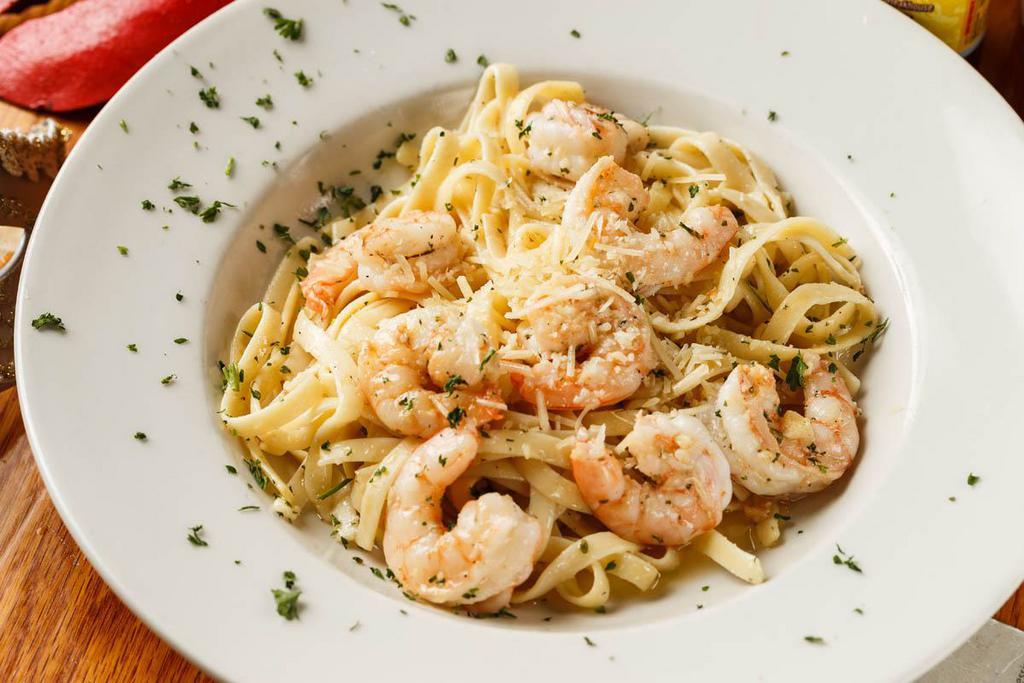 Shrimp Alfredo Pasta · Fettuccine pasta in our creamy Alfredo sauce with mushrooms and grilled shrimp.