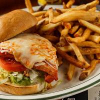 Swamp Chicken Sandwich · A grilled, blackened, or fried chicken breast tossed in Louisiana Buffalo sauce & topped wit...