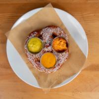 Soft Pretzel · Bavarian pretzel, house-made dragonfly beer cheese, and beer mustard.
