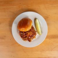 Local Pulled Pork · Smoked fischer farms pulled pork served with pickle chips and pickled red onions, choice of ...