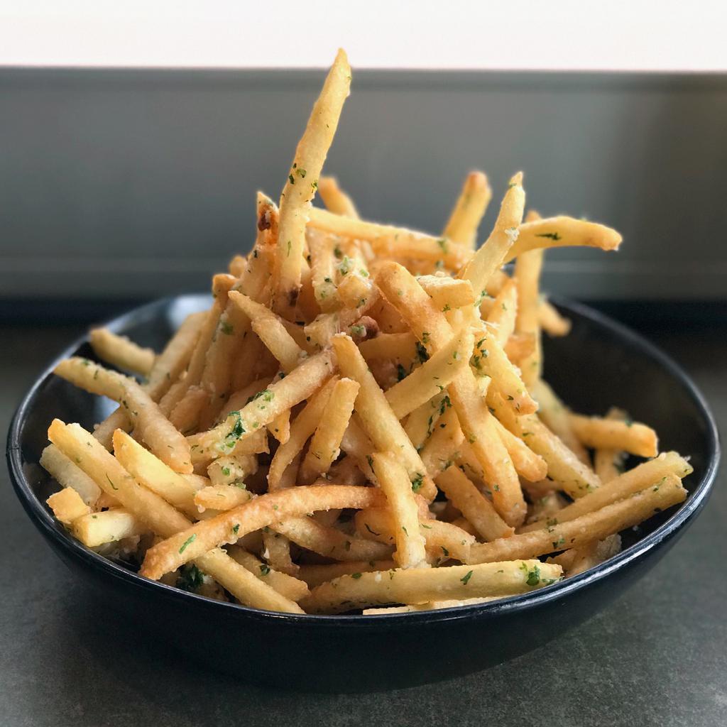 Truffle Fries · Truffle oil, parmesan cheese, parsley. **Allergens: cow's milk