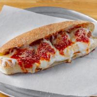 Homemade Turkey Meatball Sub · Our family recipe turkey meatballs, slow cooked in our housemade tomato sauce, topped with m...