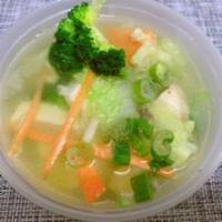 21a. Vegetable Bean Curd Soup · Soup made with tofu.