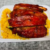 C9. Bar-B-Q Spare Ribs Combination Platter · A cut of meat from the bottom section of the ribs.