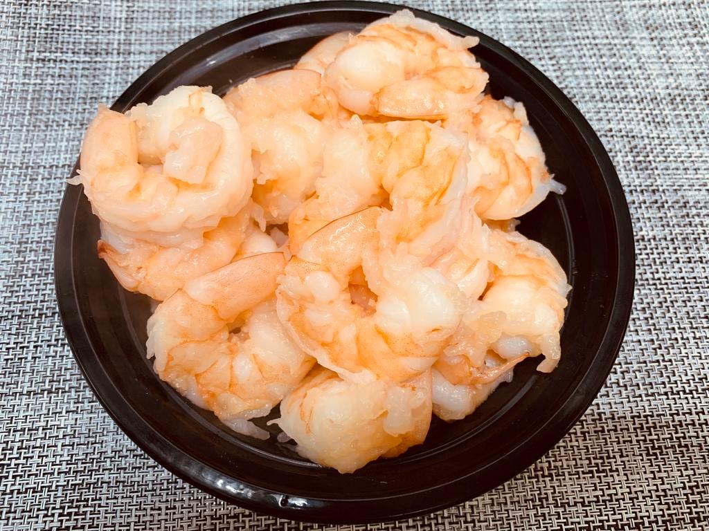 150. Steamed Shrimp · Cooked using moist heat. 