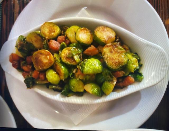 Fried Brussel Sprouts With Slab Bacon · Capers, Parmesan Cheese & Garlic Dressing