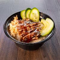 Unagi Bowl · Grilled Fresh water eel served on top of rice bowl with avocado, crab-mix, and cucumber
