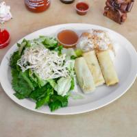 #10 Chinese Chicken Salad with Egg Rolls or Dumplings · All combos contain rice and it's perspective side, and include a 22oz cup or choice of canne...