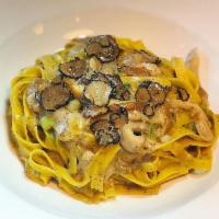 FETTUCCINE PORCINI · Home-made Fettuccine With Imported Porcini
Mushrooms