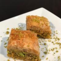 Baklava Platter (2) · Traditional phyllo pastry filled with Pistachios or Walnuts