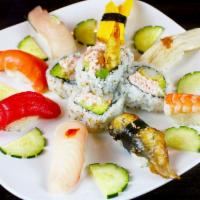 Sushi 8 Combo Special · Chef’s choice of 8 pieces sushi with your choice of a basic roll. Served with salad and miso...