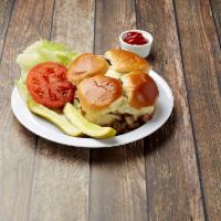 Blackstones 3 Beef Burger · Smoked Neuski bacon, sauteed mushrooms, onions, lettuce and tomato.