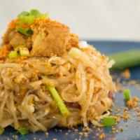 Lamy's Spicy Pad Thai · Stir-fried rice noodles with red onion, turnip, egg, bean sprouts, scallions, and ground pea...