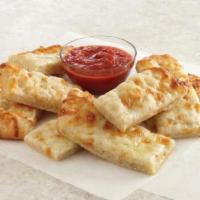 Bread Sticks with Cheese · A medium sized (12 inches) cheese bread with a side of marinara sauce!