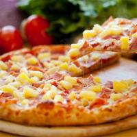 Hawaiian Pizza · Our fresh dough and popular sauce with sweet- juicy- premium pineapple tidbits, sliced ham a...