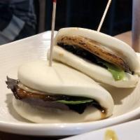 Cha-Shu Steamed Bun  ·  Seared pork belly and spring mix sandwiched in a fluffy bun.(2 pcs)
