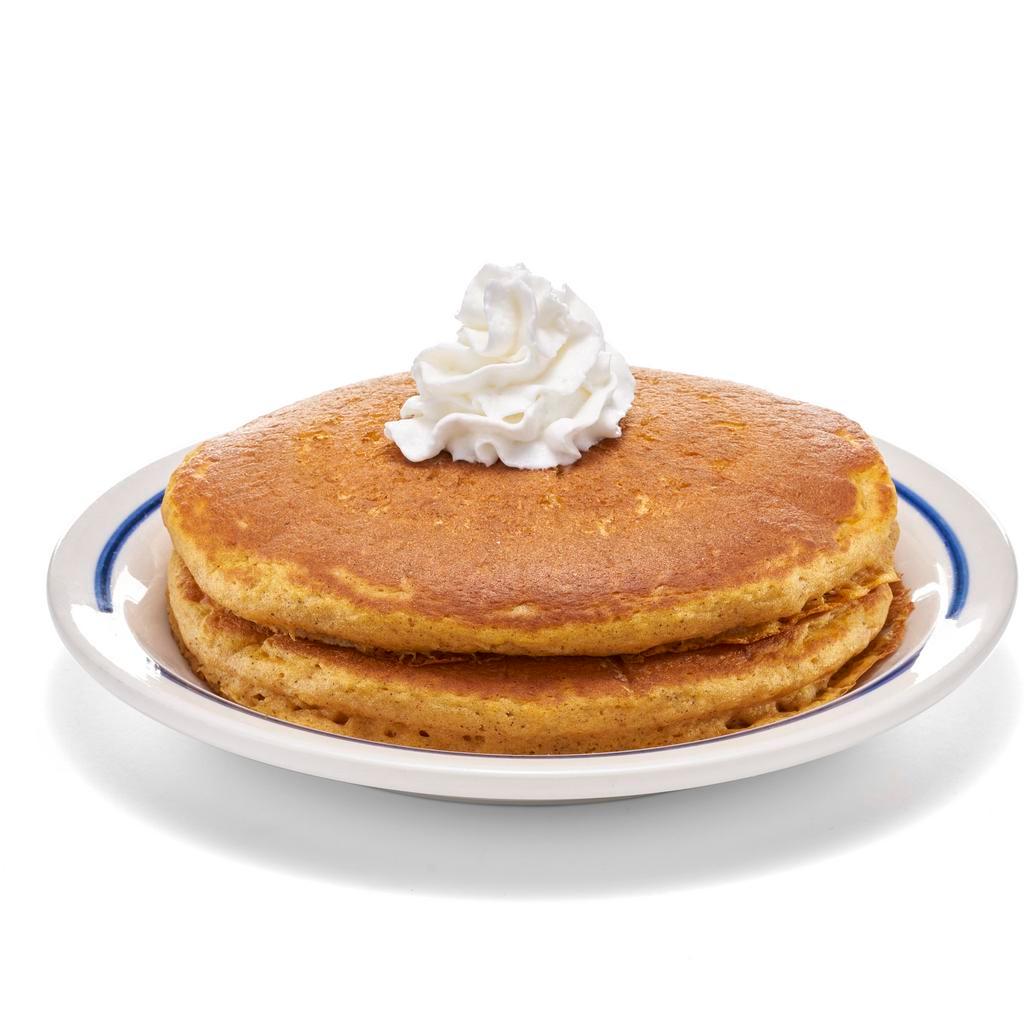 Pumpkin Spice Pancakes - (Short Stack) · Two pumpkin pancakes made with real pumpkin and seasonal spices, crowned with creamy whipped topping.  