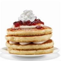 NEW! Cranberry Vanilla Pancakes (Full Stack) · Four fluffy buttermilk pancakes topped with creamy vanilla bean mousse, cranberry topping, w...