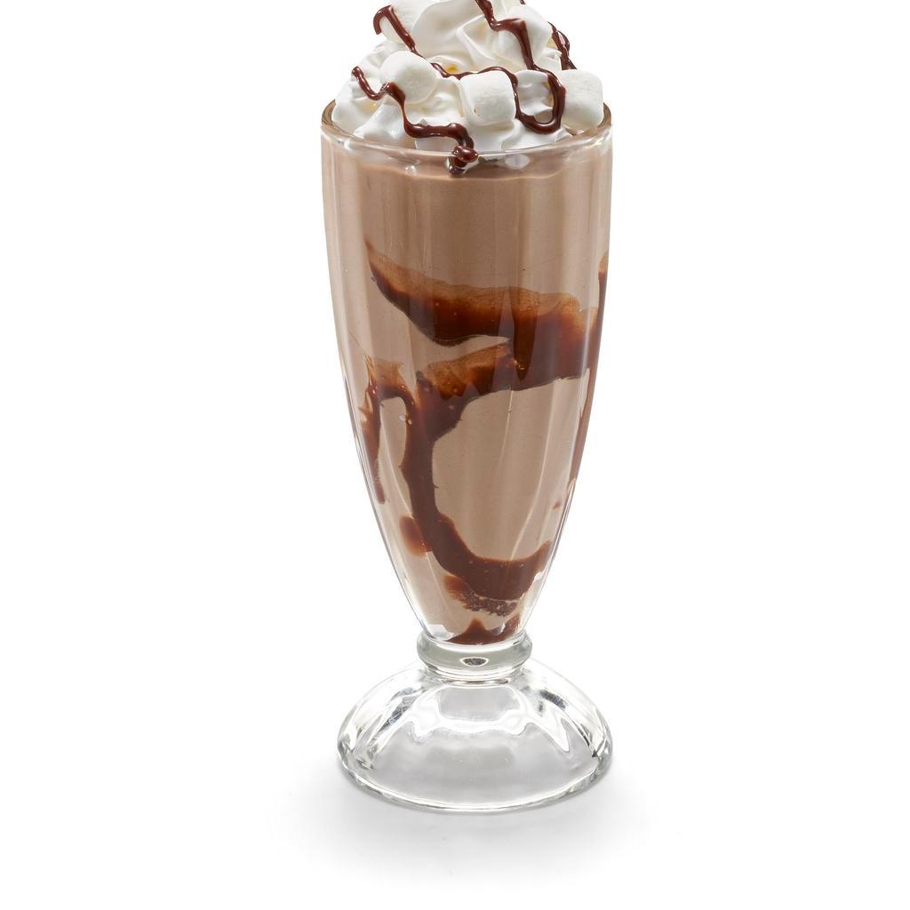 NEW! Frozen Hot Chocolate Milkshake · Premium vanilla ice cream blended with real milk & hot chocolate. Crowned with whipped topping, chocolate drizzle & mini marshmallows.