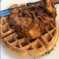Chicken and Waffle · Fried fresh chicken breast, belgian waffle, served with eggs of your choice.

