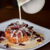 Bread Pudding · House made cinnamon bread pudding topped with whiskey caramel sauce and a side of cream