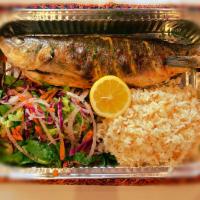 Grilled Bronzini (Whole Fish) · Grilled with our own special seasoning.