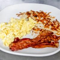 Classic American Breakfast  · Your choice of applewood smoked bacon, patty sausage, Virginia smoked ham, turkey sausage, o...