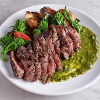 Tagliata Di Manzo · Creekstone Grass-fed skirt steak, cooked Medium, crushed new potatoes, Broccoli Rabe, truffl...