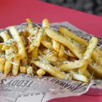Garlic Butter Fries · A customer favorite! Our crispy fries are toss in garlic butter, made with real garlic bits,...