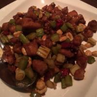 Kung Pao Chicken · Mild Spicy. ( Peanuts, celery, dry peppers and special kung po sauce. Mild spicy.)