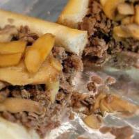 Mushroom Cheesesteak* · Our award winning Cheesesteak with American cheese topped with grilled mushrooms